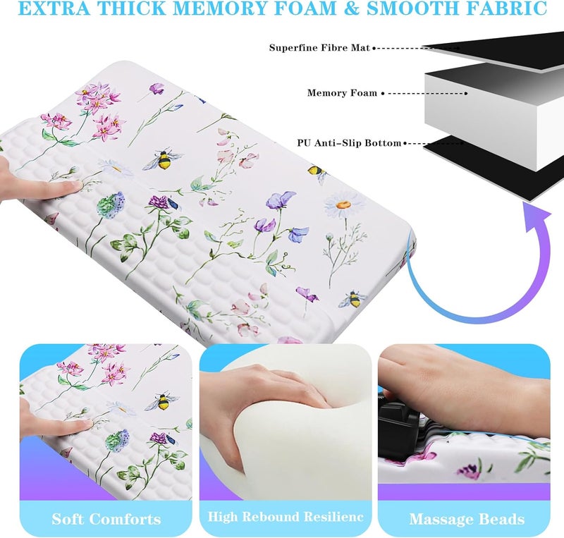 KEPUTAIER Computer Keyboard Stand with Wrist Rest, Ergonomic Tilted Keyboard Holder - Keyboard Riser with Wrist Pad - Keyboard Tray Support for Office Home - Scattered Flowers - Image 5